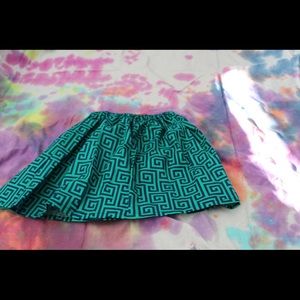 Blue and green “rectangular swirls” skirt